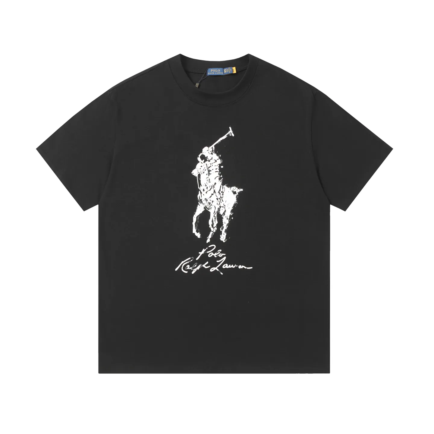 P130 Style number: A007 [Ralph Lauren classic classic printed round neck basic short sleeves] ✅270g double yarn fabric, custom woven and dyed threads ✅Original stickers Scan the QR code to enter the official website ✅Large version, loose and stylish, can wear up to 210 pounds Color: black, white, navy blue, dark gray, light gray Size: S-XL